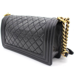Quilted Glazed Calfskin Medium Boy Bag