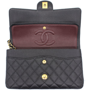 Black Quilted Caviar Leather Classic Double Flap Bag