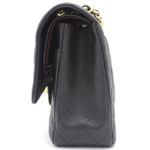 Black Quilted Caviar Leather Classic Double Flap Bag