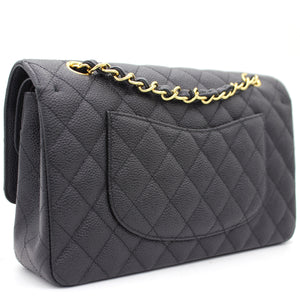 Black Quilted Caviar Leather Classic Double Flap Bag