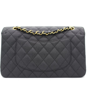 Black Quilted Caviar Leather Classic Double Flap Bag