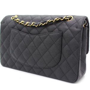 Black Quilted Caviar Leather Classic Double Flap Bag