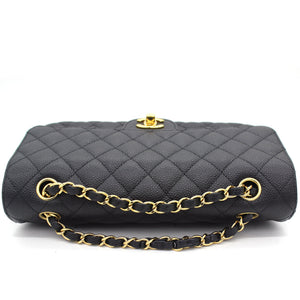 Black Quilted Caviar Leather Classic Double Flap Bag
