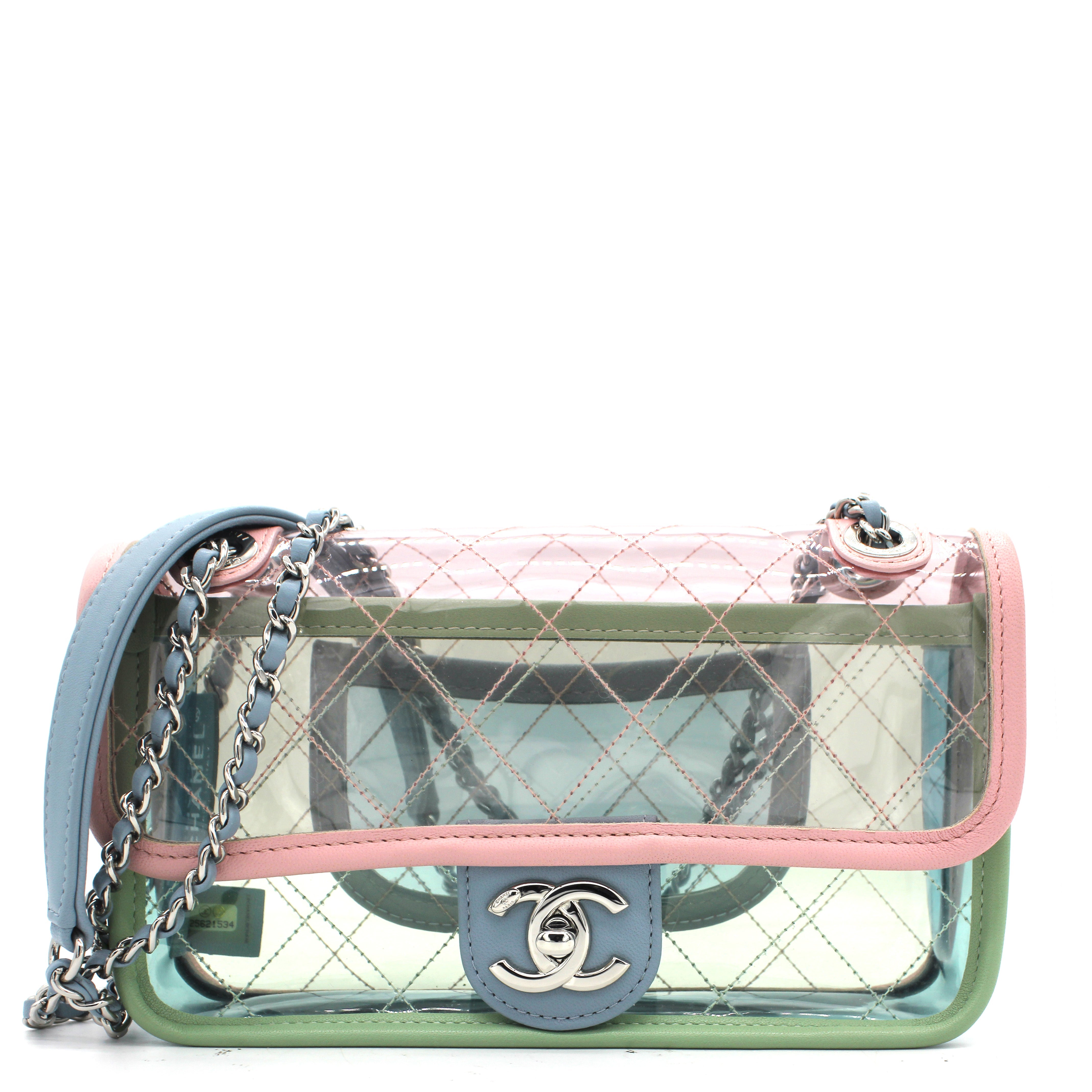Lambskin PVC Quilted Mini Coco Splash Flap Blue Green