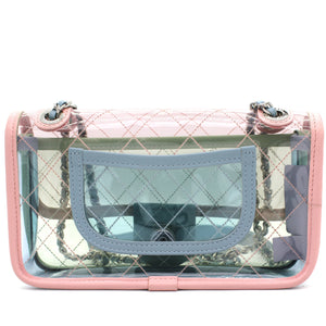 Lambskin PVC Quilted Mini Coco Splash Flap Blue Green