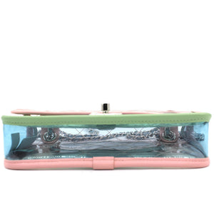 Lambskin PVC Quilted Mini Coco Splash Flap Blue Green
