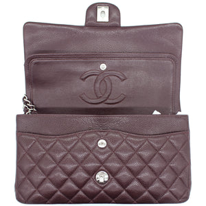 Burgundy Quilted Caviar Leather Classic Double Flap Bag