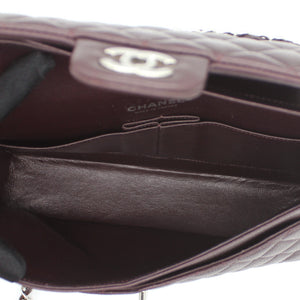 Burgundy Quilted Caviar Leather Classic Double Flap Bag