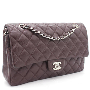 Burgundy Quilted Caviar Leather Classic Double Flap Bag