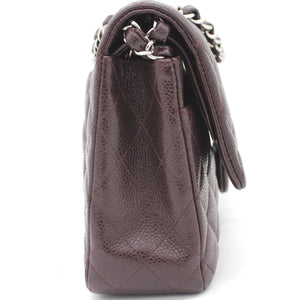 Burgundy Quilted Caviar Leather Classic Double Flap Bag