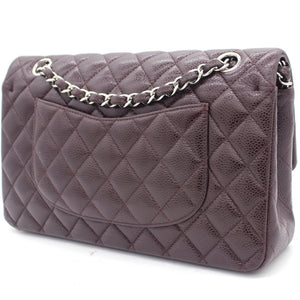 Burgundy Quilted Caviar Leather Classic Double Flap Bag