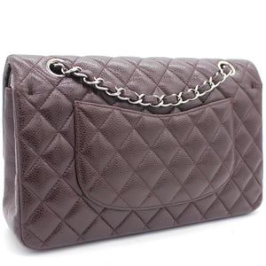 Burgundy Quilted Caviar Leather Classic Double Flap Bag
