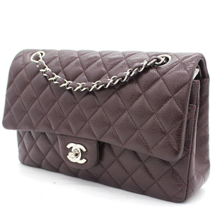Burgundy Quilted Caviar Leather Classic Double Flap Bag