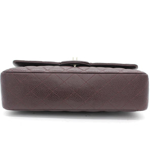 Burgundy Quilted Caviar Leather Classic Double Flap Bag