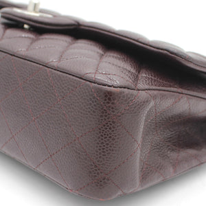 Burgundy Quilted Caviar Leather Classic Double Flap Bag