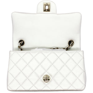 Mini Rectangular Flap Pearl White Calfskin