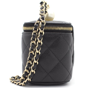Mini Caviar GHW Vanity Case with Pearl Details