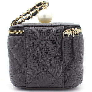 Mini Caviar GHW Vanity Case with Pearl Details