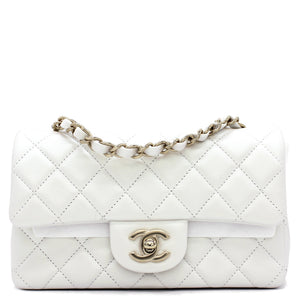 Mini Rectangular Flap Pearl White Calfskin