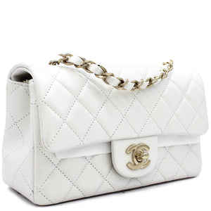 Mini Rectangular Flap Pearl White Calfskin