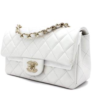 Mini Rectangular Flap Pearl White Calfskin