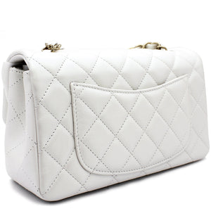 Mini Rectangular Flap Pearl White Calfskin