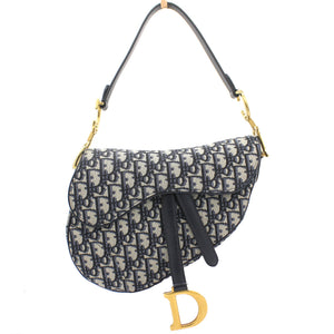 Blue Oblique Jacquard Medium Saddle Bag