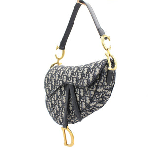 Blue Oblique Jacquard Medium Saddle Bag