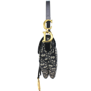 Blue Oblique Jacquard Medium Saddle Bag