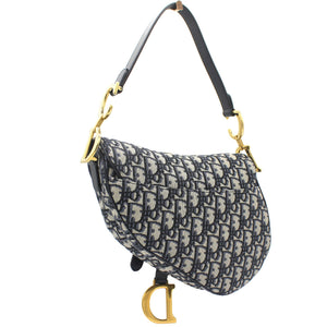 Blue Oblique Jacquard Medium Saddle Bag