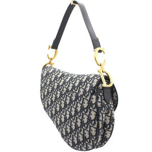 Blue Oblique Jacquard Medium Saddle Bag