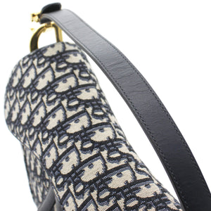 Blue Oblique Jacquard Medium Saddle Bag
