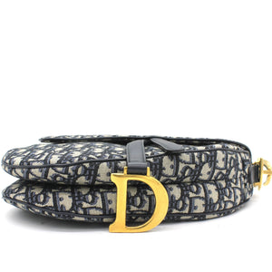 Blue Oblique Jacquard Medium Saddle Bag