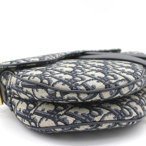 Blue Oblique Jacquard Medium Saddle Bag