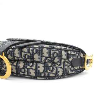 Blue Oblique Jacquard Medium Saddle Bag