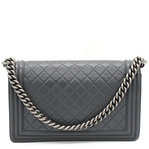Calfskin Quilted New Medium Boy Flap Dark Grey