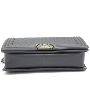 Calfskin Quilted New Medium Boy Flap Dark Grey
