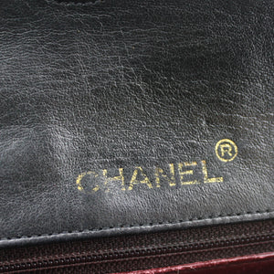 Vintage Black Quilted Leather Mini Square Classic Flap Bag