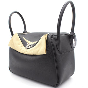 Noir Taurillon Clemence Leather Palladium Hardware Lindy 26 Bag