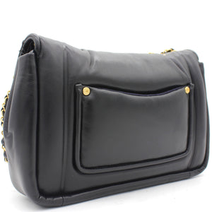 Medium Vintage Puffy Flap Bag in Black Lambskin