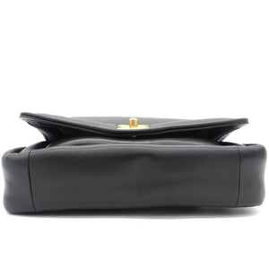 Medium Vintage Puffy Flap Bag in Black Lambskin