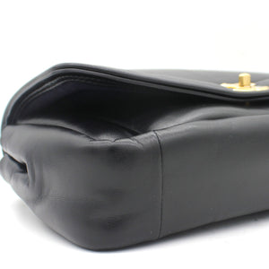 Medium Vintage Puffy Flap Bag in Black Lambskin