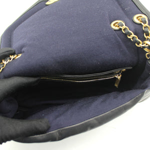 Medium Vintage Puffy Flap Bag in Black Lambskin