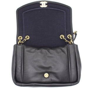 Medium Vintage Puffy Flap Bag in Black Lambskin