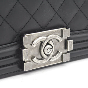 Quilted Small Boy Flap Black