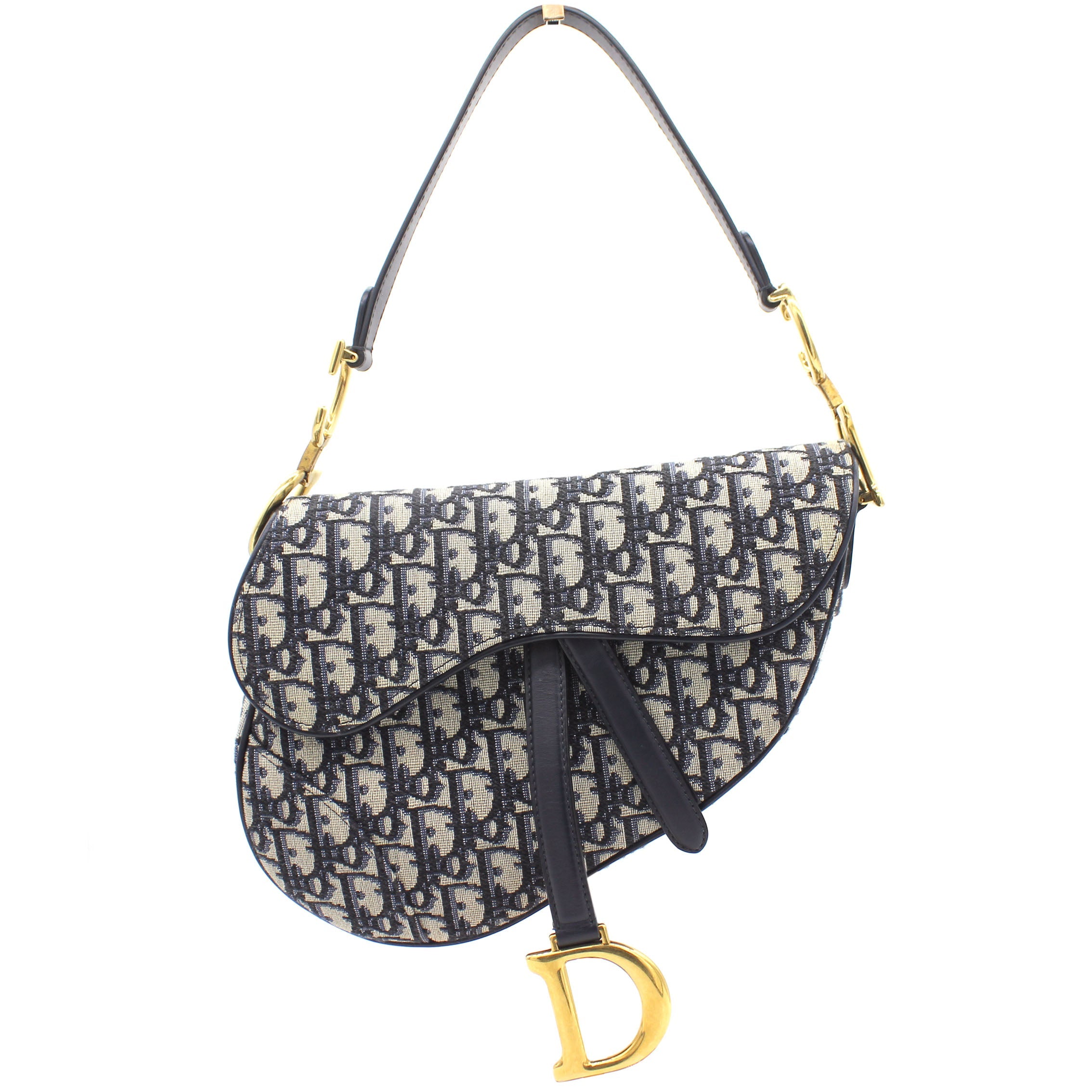 Blue Oblique Canvas Saddle Bag