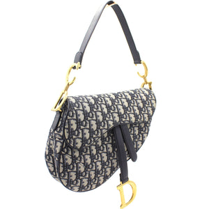 Blue Oblique Canvas Saddle Bag