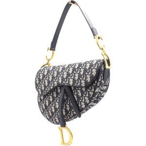 Blue Oblique Canvas Saddle Bag