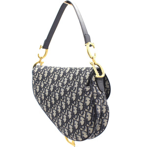 Blue Oblique Canvas Saddle Bag