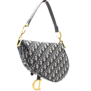 Blue Oblique Canvas Saddle Bag